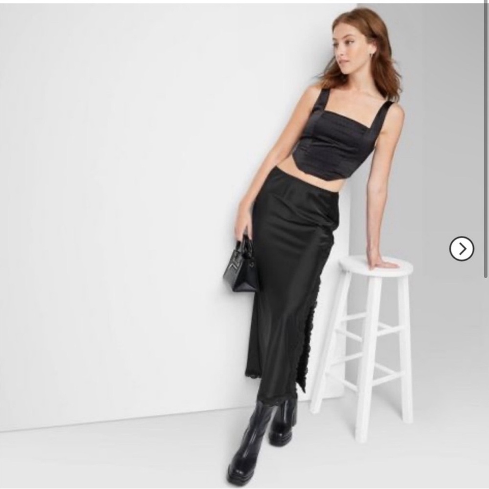 Satin midi skirt